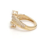 Diamond Pear Oval With Round Diamond Wave Ring
