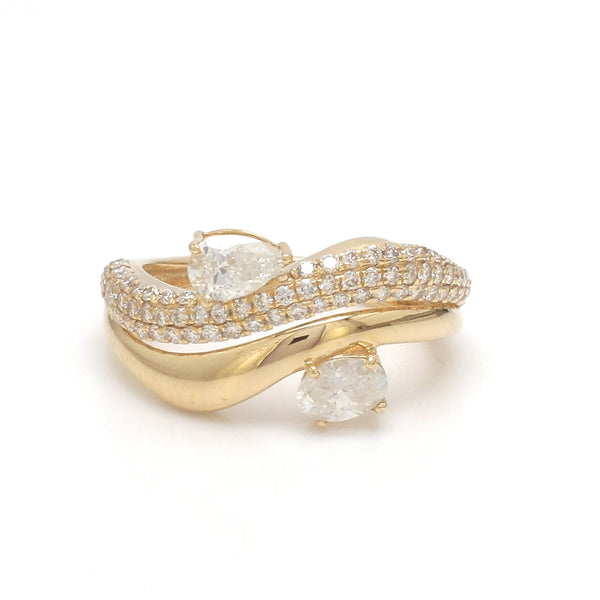 Diamond Pear Oval With Round Diamond Wave Ring