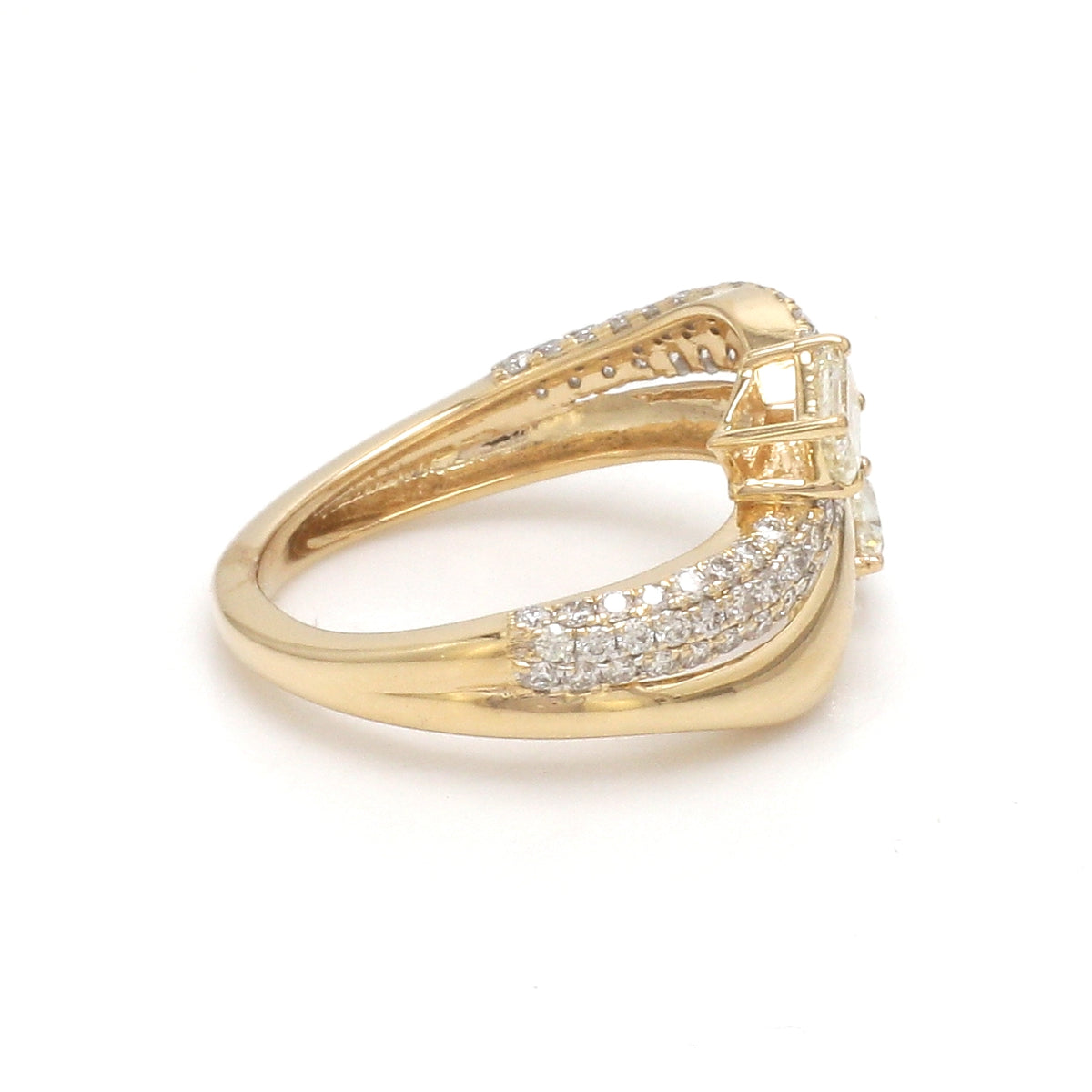 Diamond Pear Octagon With Round Diamond Wave Ring