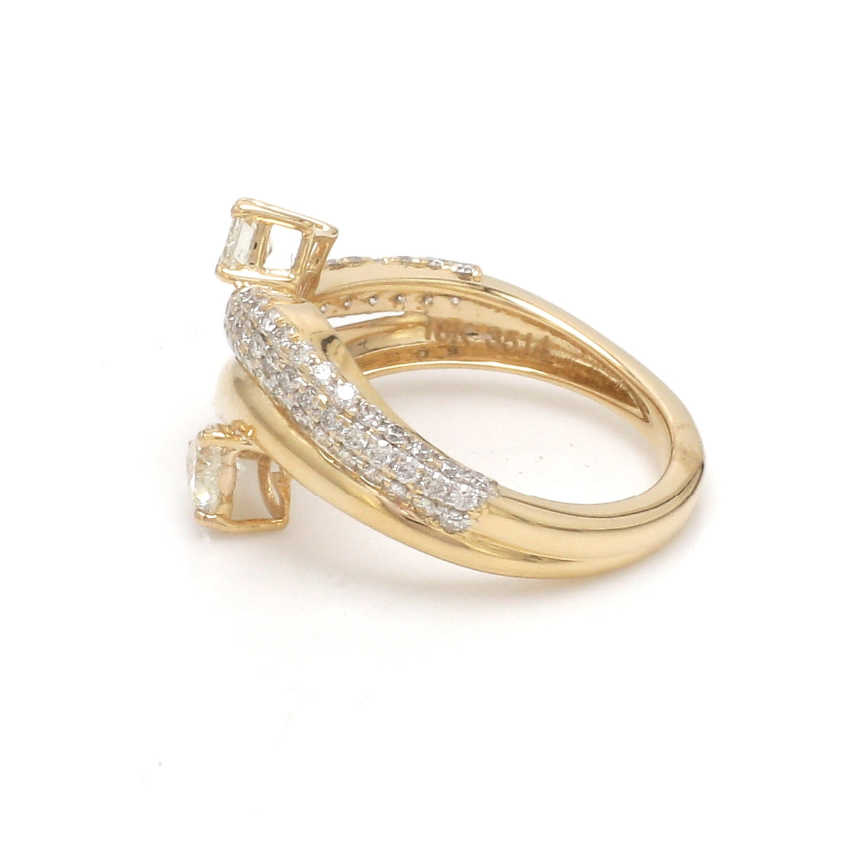 Diamond Pear Octagon With Round Diamond Wave Ring