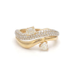 Diamond Pear Octagon With Round Diamond Wave Ring