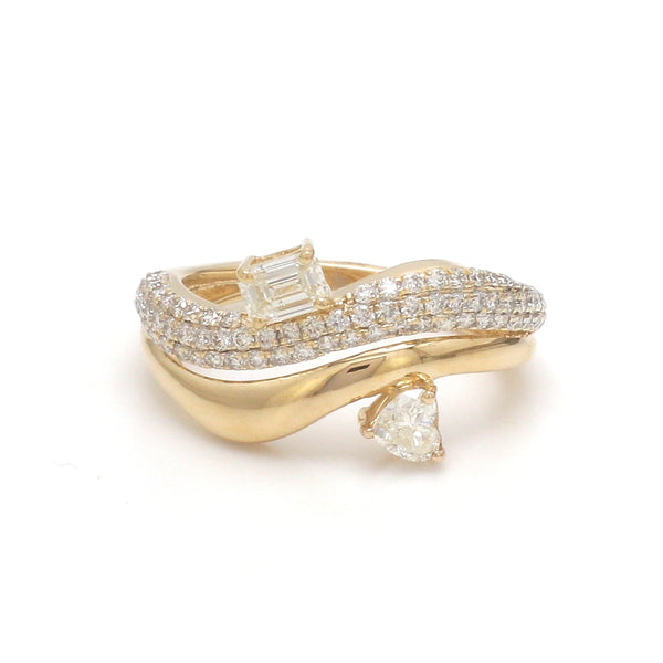 Diamond Pear Octagon With Round Diamond Wave Ring