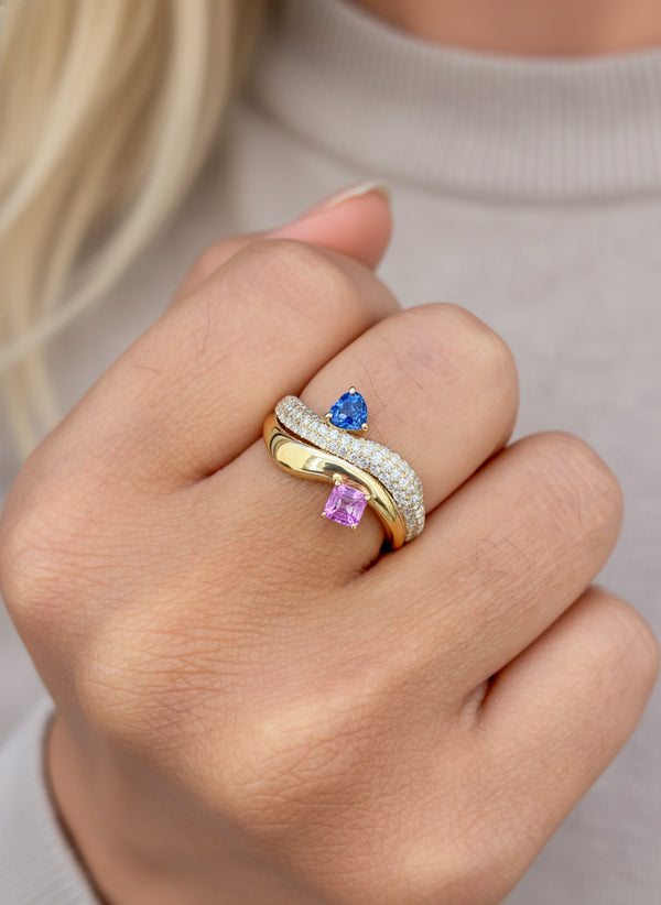 Diamond Pink Sapphire Blue Sapphire Ring