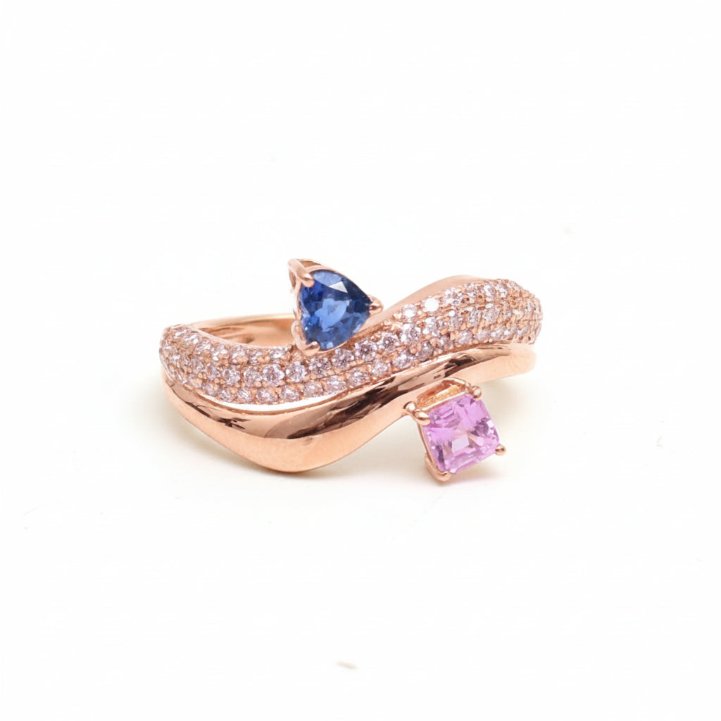 Diamond Pink Sapphire Blue Sapphire Ring