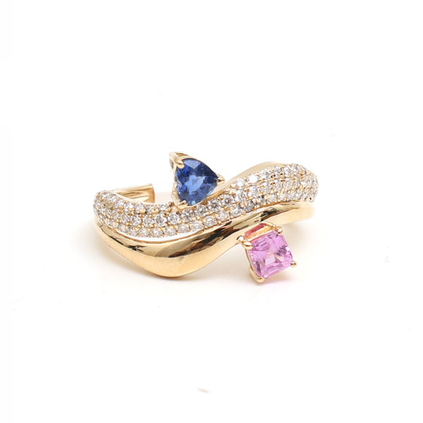 Diamond Pink Sapphire Blue Sapphire Ring