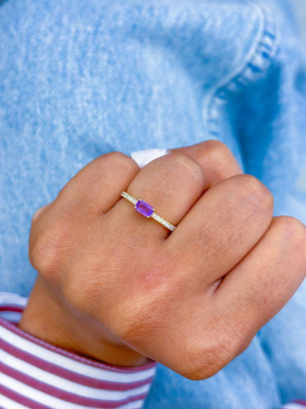 Amethyst Diamond Ring