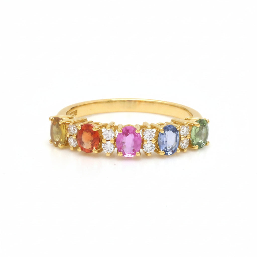 Diamond Rainbow Sapphire Ring