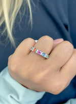 Diamond Rainbow Sapphire Ring