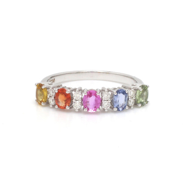 JPRG-3736/9344 Diamond Rainbow Sapphire Ring