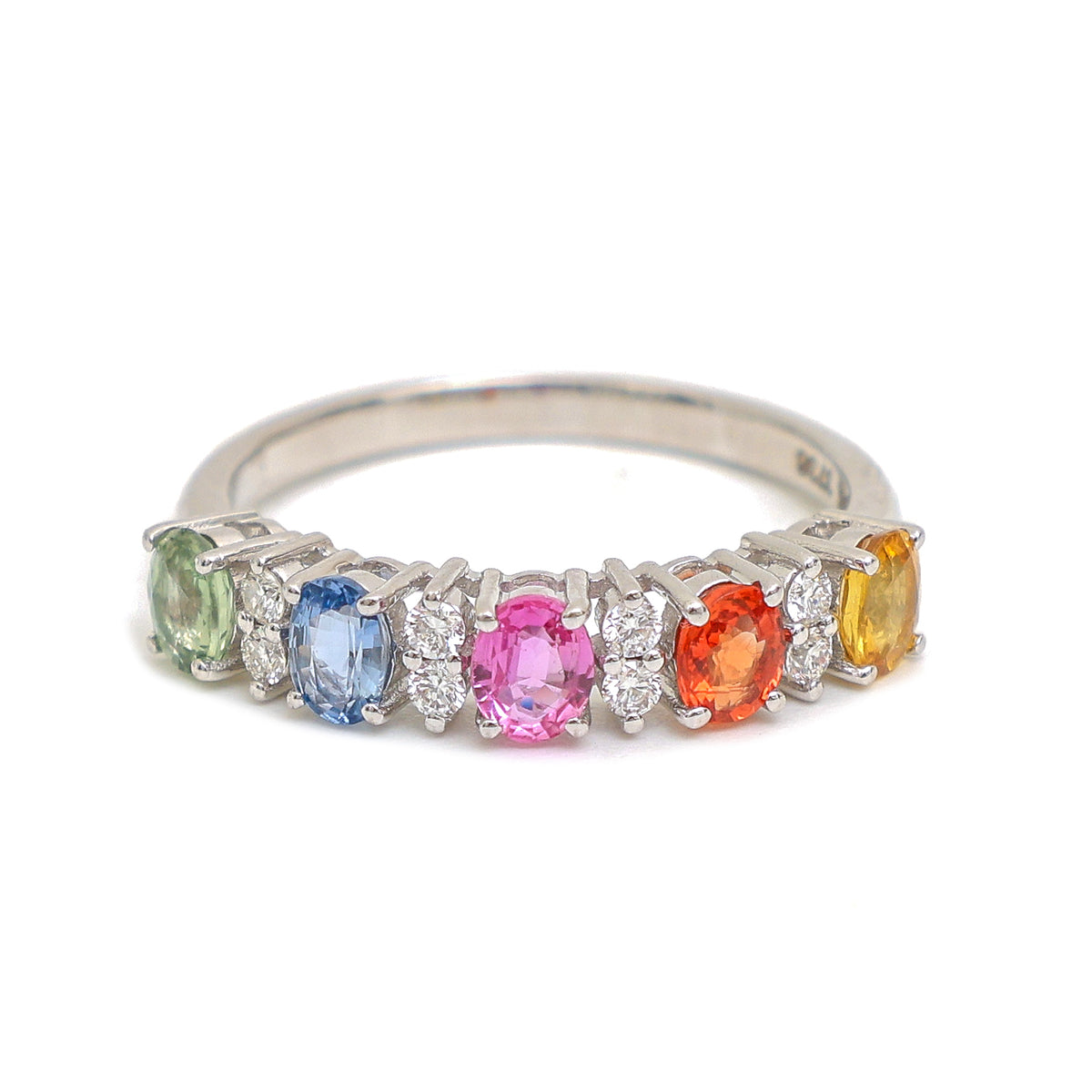 Diamond Rainbow Sapphire Ring