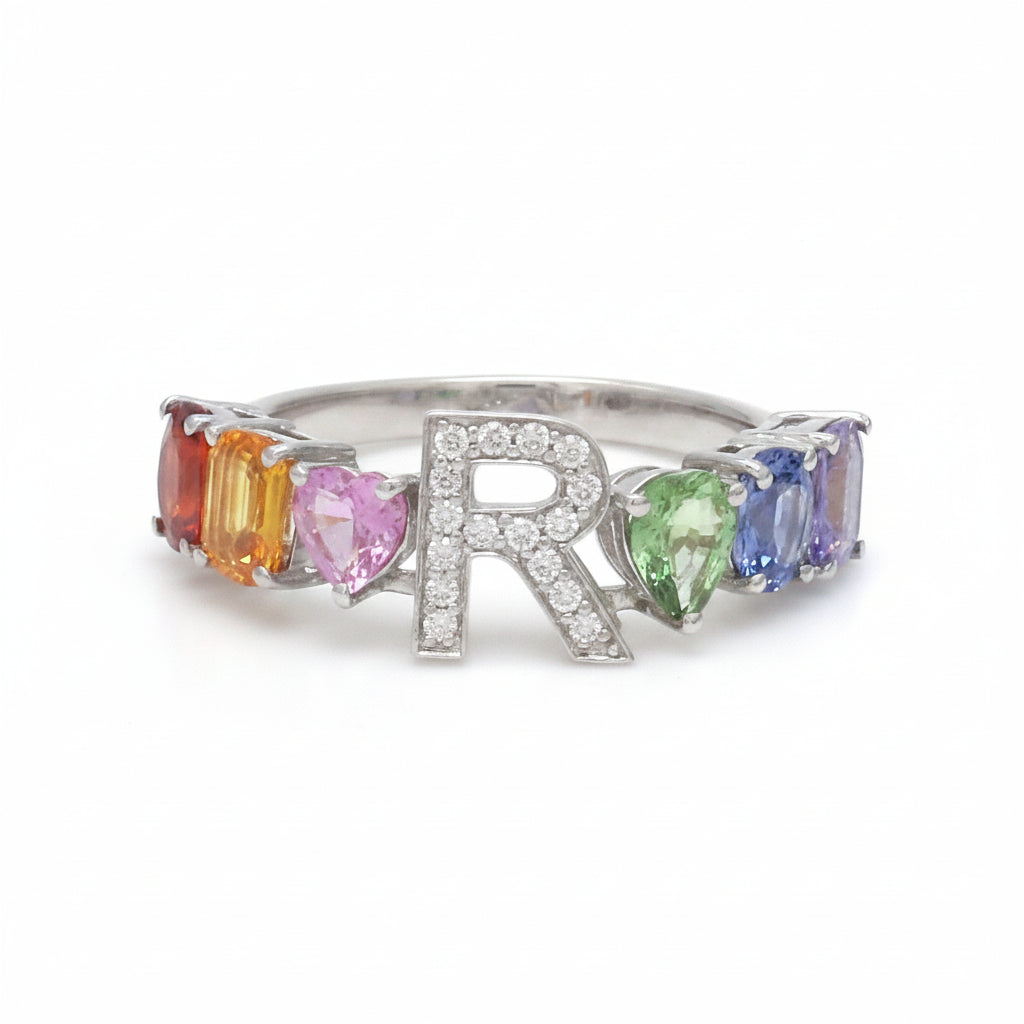 Diamond Rainbow Sapphire Ring