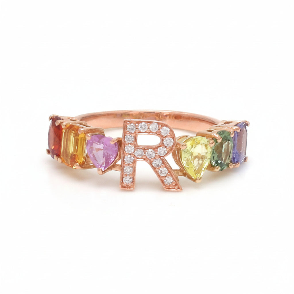 Diamond Rainbow Sapphire Ring