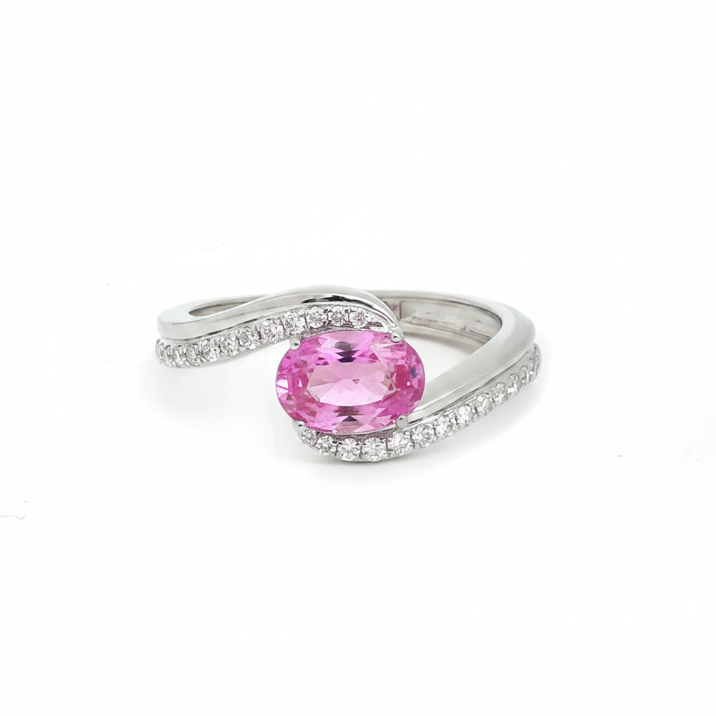 Pink Sapphire Diamond Ring