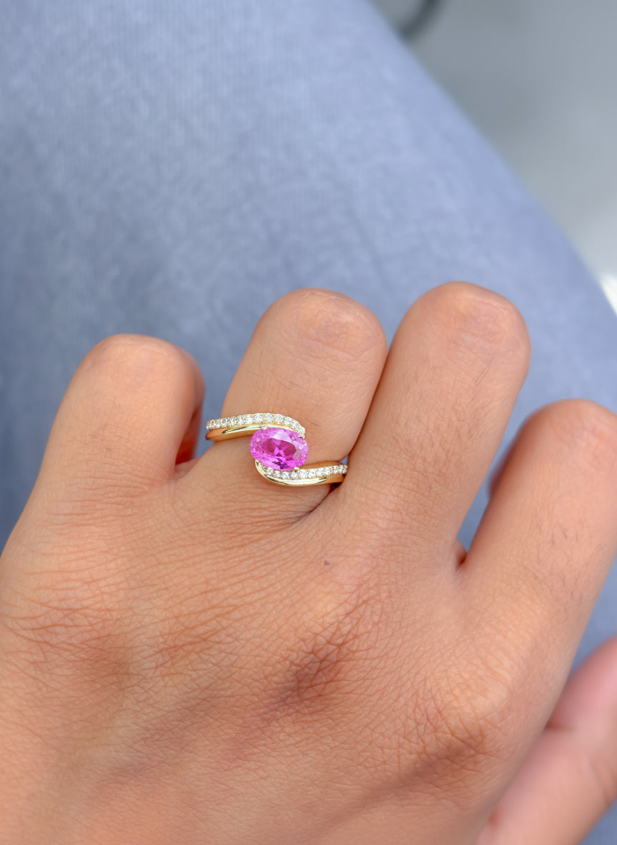 Pink Sapphire Diamond Ring