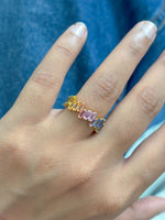 Rainbow Sapphire Diamond Ring