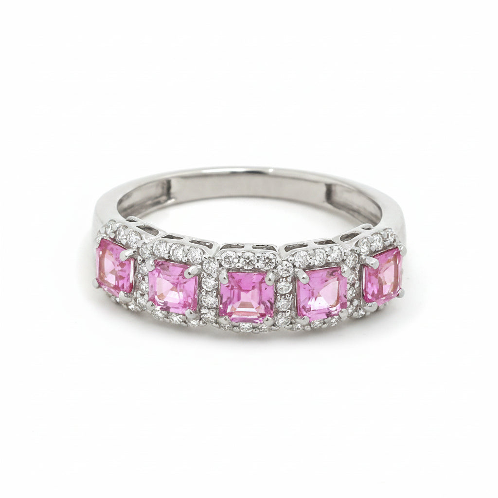 Pink Sapphire Diamond Ring