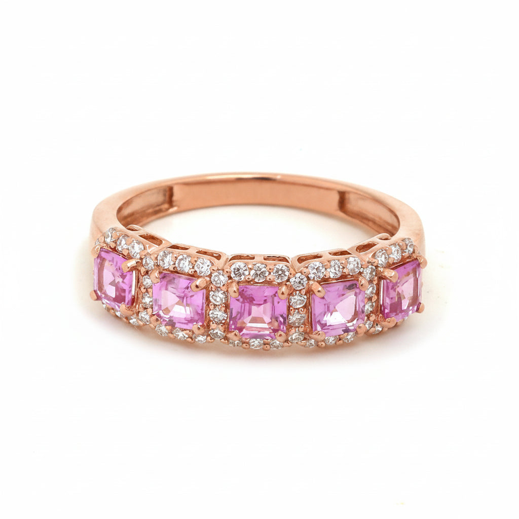 Pink Sapphire Diamond Ring