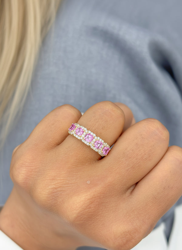 Pink Sapphire Diamond Ring