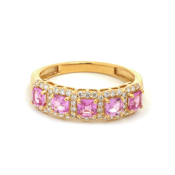 Pink Sapphire Diamond Ring