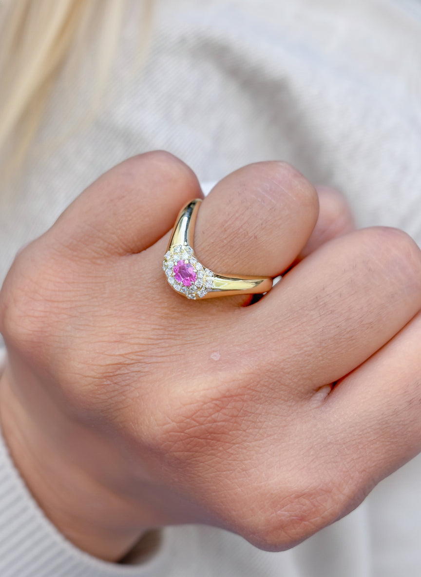 Pink Sapphire Diamond Ring