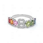 Rainbow Sapphire Diamond Ring