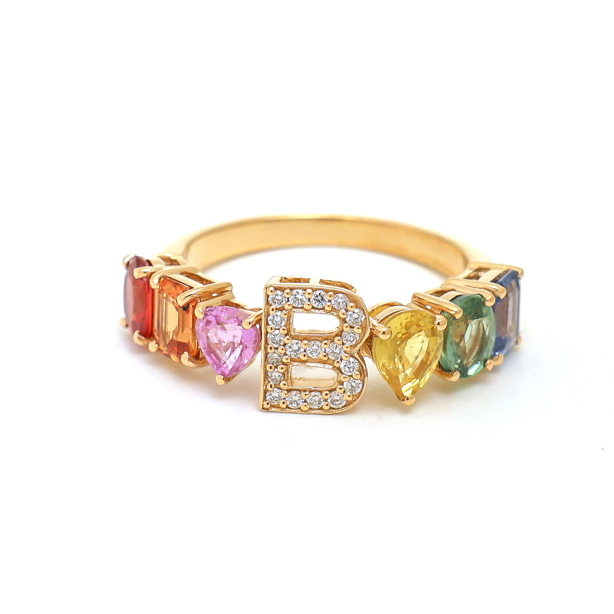 Rainbow Sapphire Diamond Ring