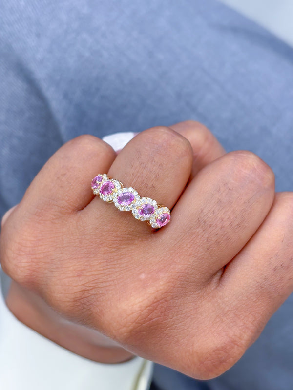 Pink Sapphire Diamond Ring