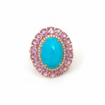 Turquoise Pink Sapphire Diamond Ring
