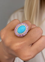 Turquoise Pink Sapphire Diamond Ring
