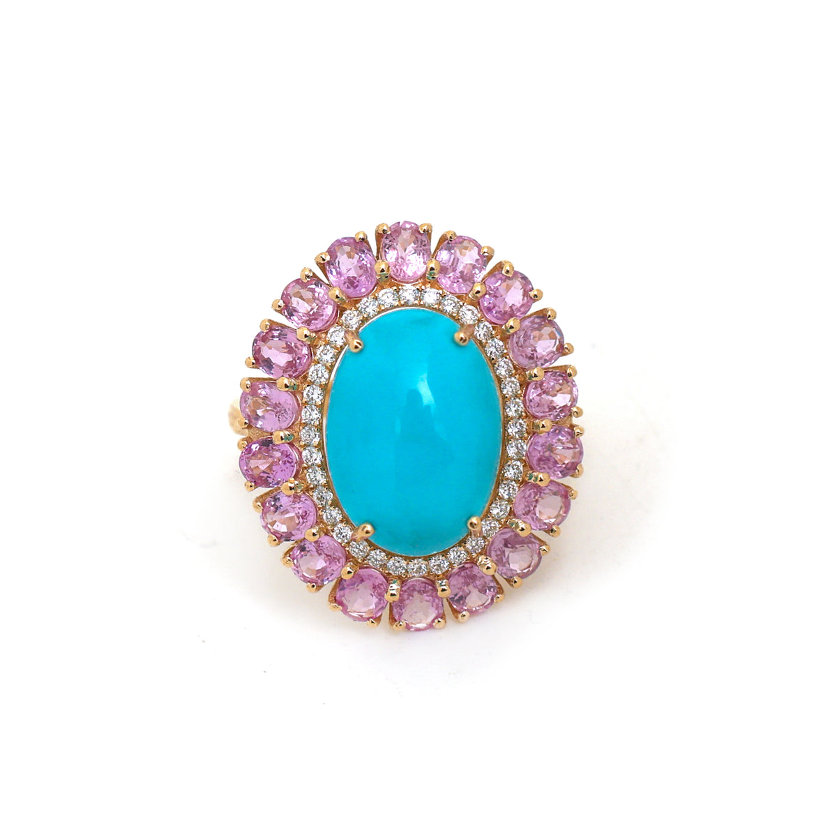 Turquoise Pink Sapphire Diamond Ring