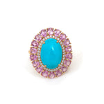 Turquoise Pink Sapphire Diamond Ring
