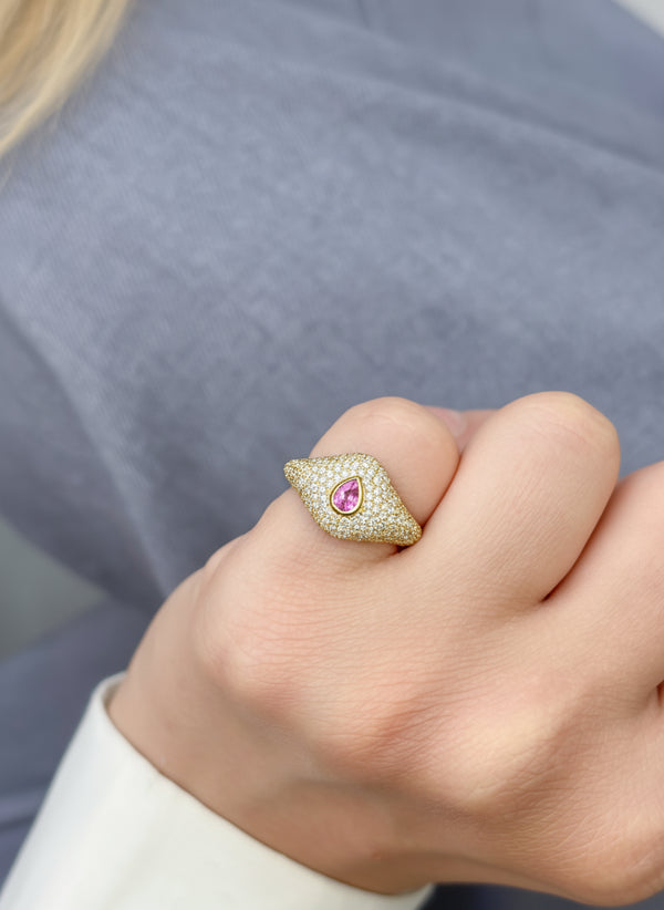 Pink Sapphire Diamond Ring
