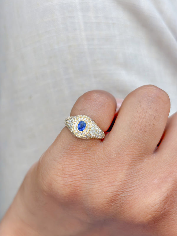 Diamond Blue Sapphire Ring