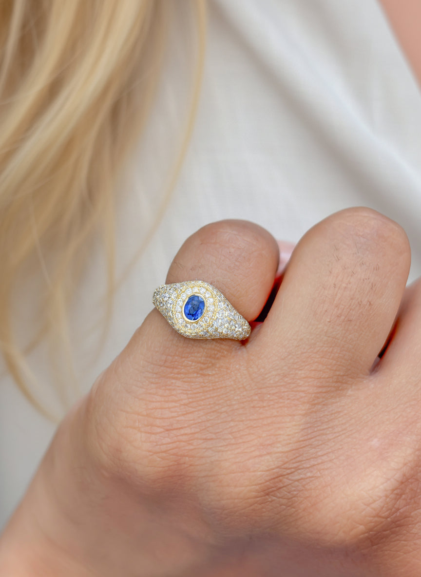 Diamond Blue Sapphire Ring