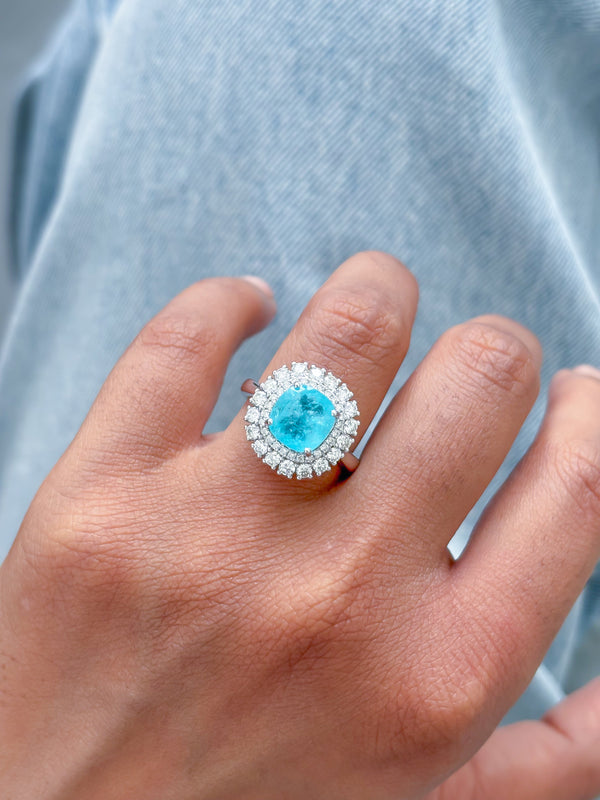 Paraiba Tourmaline Diamond Ring