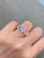Rainbow Sapphire Diamond Ring
