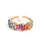 Rainbow Sapphire Diamond Ring