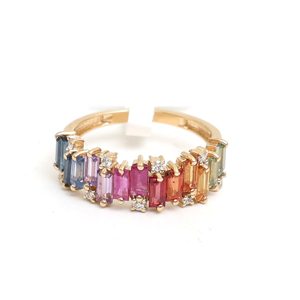 Rainbow Sapphire Diamond Ring