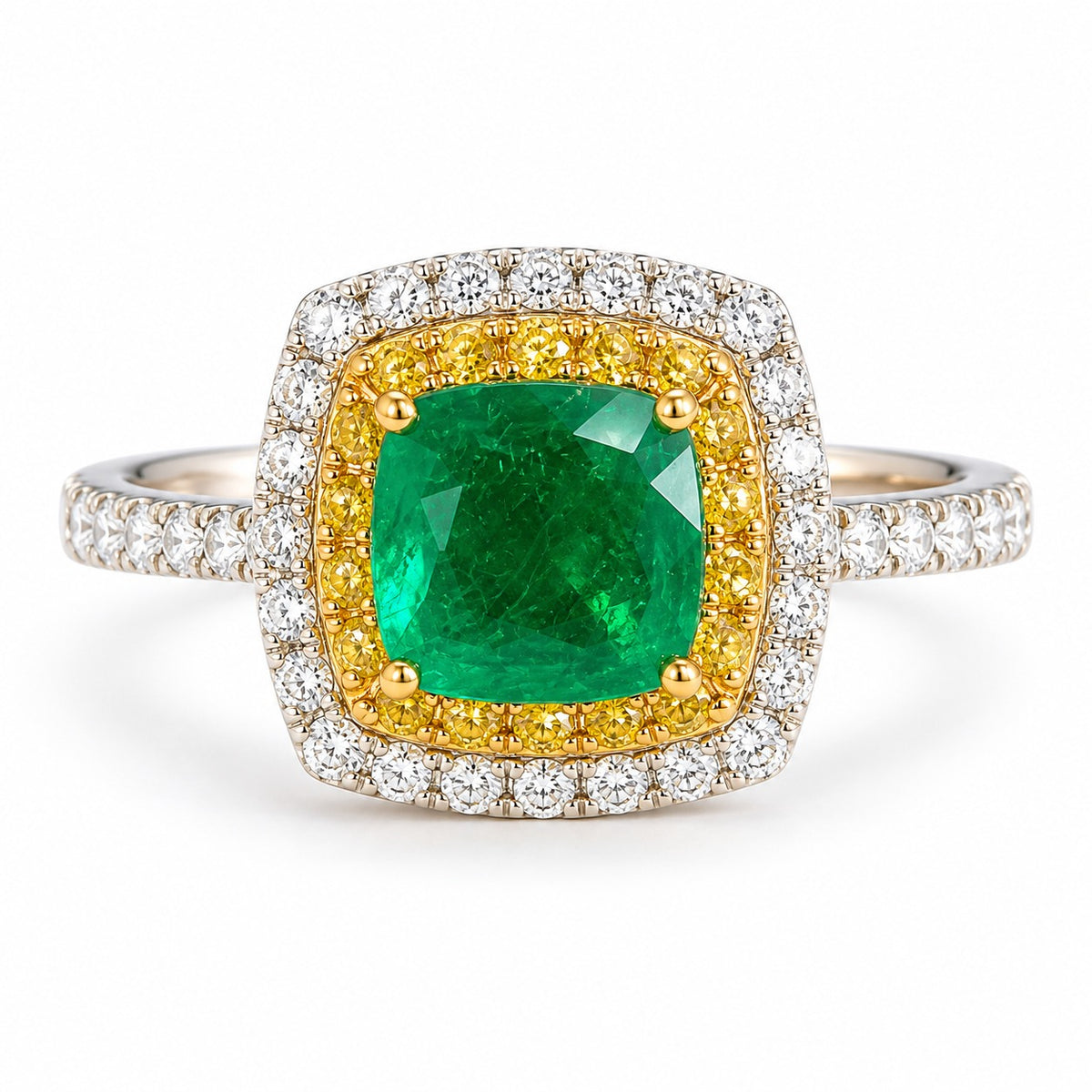 Emerald Diamond Yellow Diamond Ring