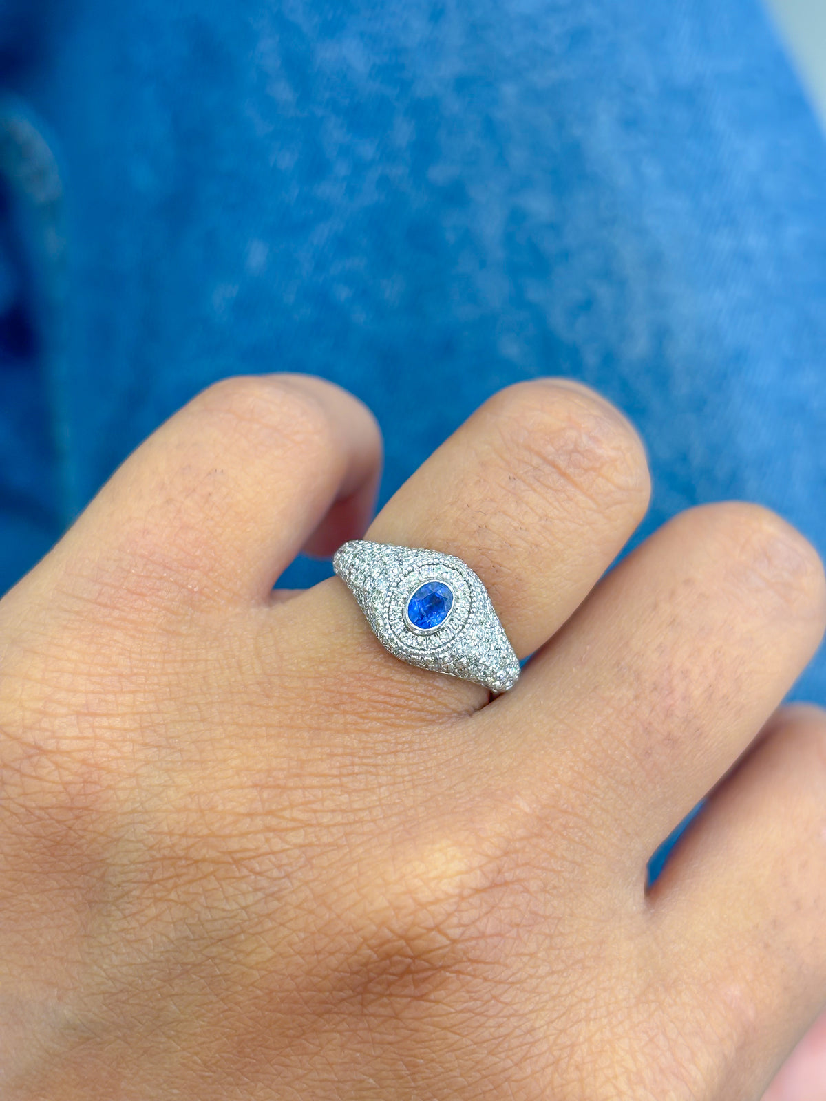 Diamond Blue Sapphire Ring