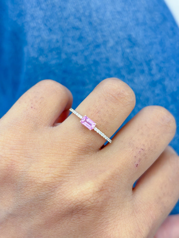 Pink Sapphire Diamond Ring