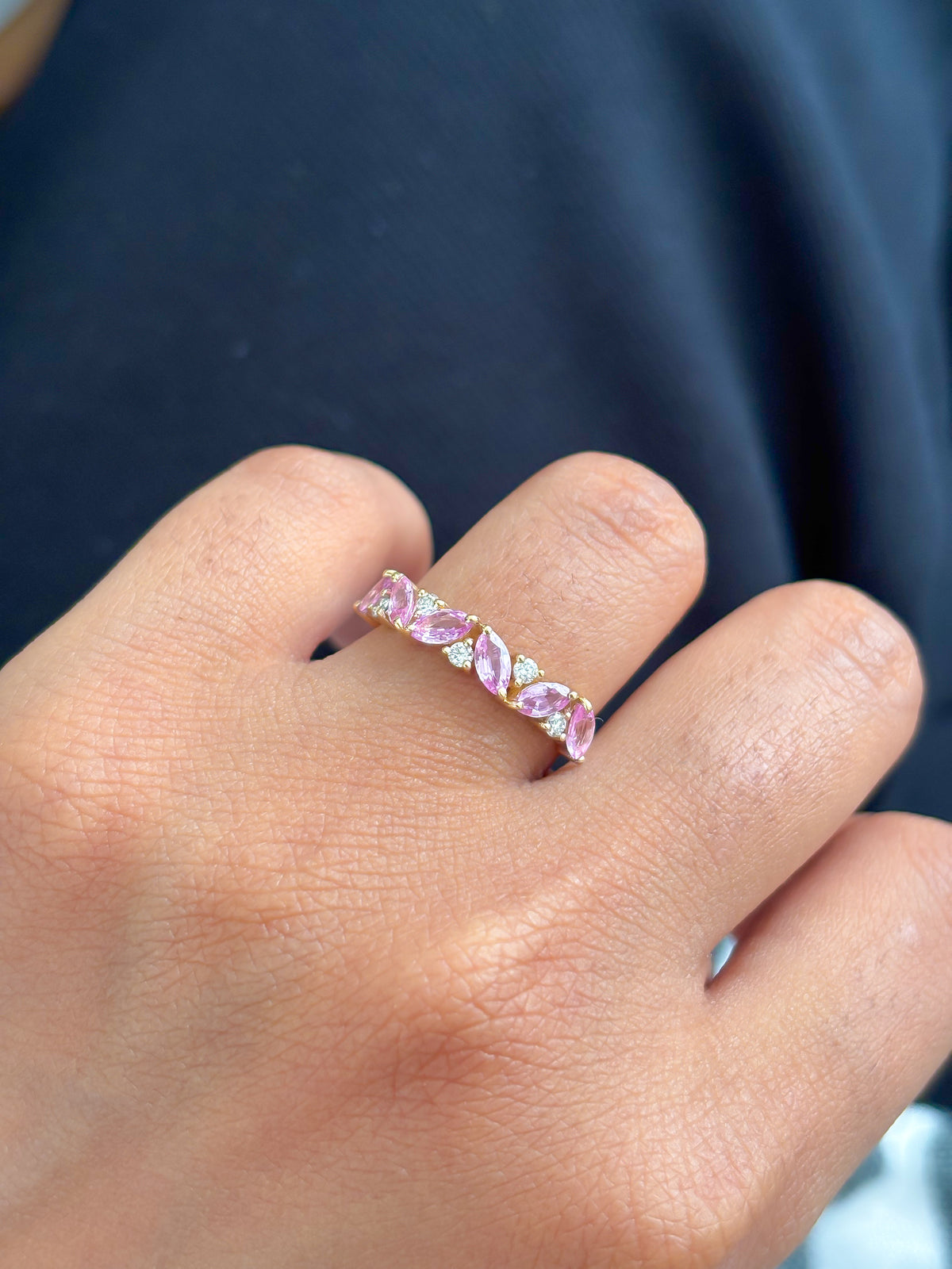 Pink Sapphire Diamond Ring