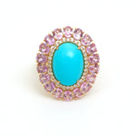 Pink Sapphire Turquoise Diamond Ring