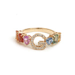 Rainbow Sapphire Diamond Ring