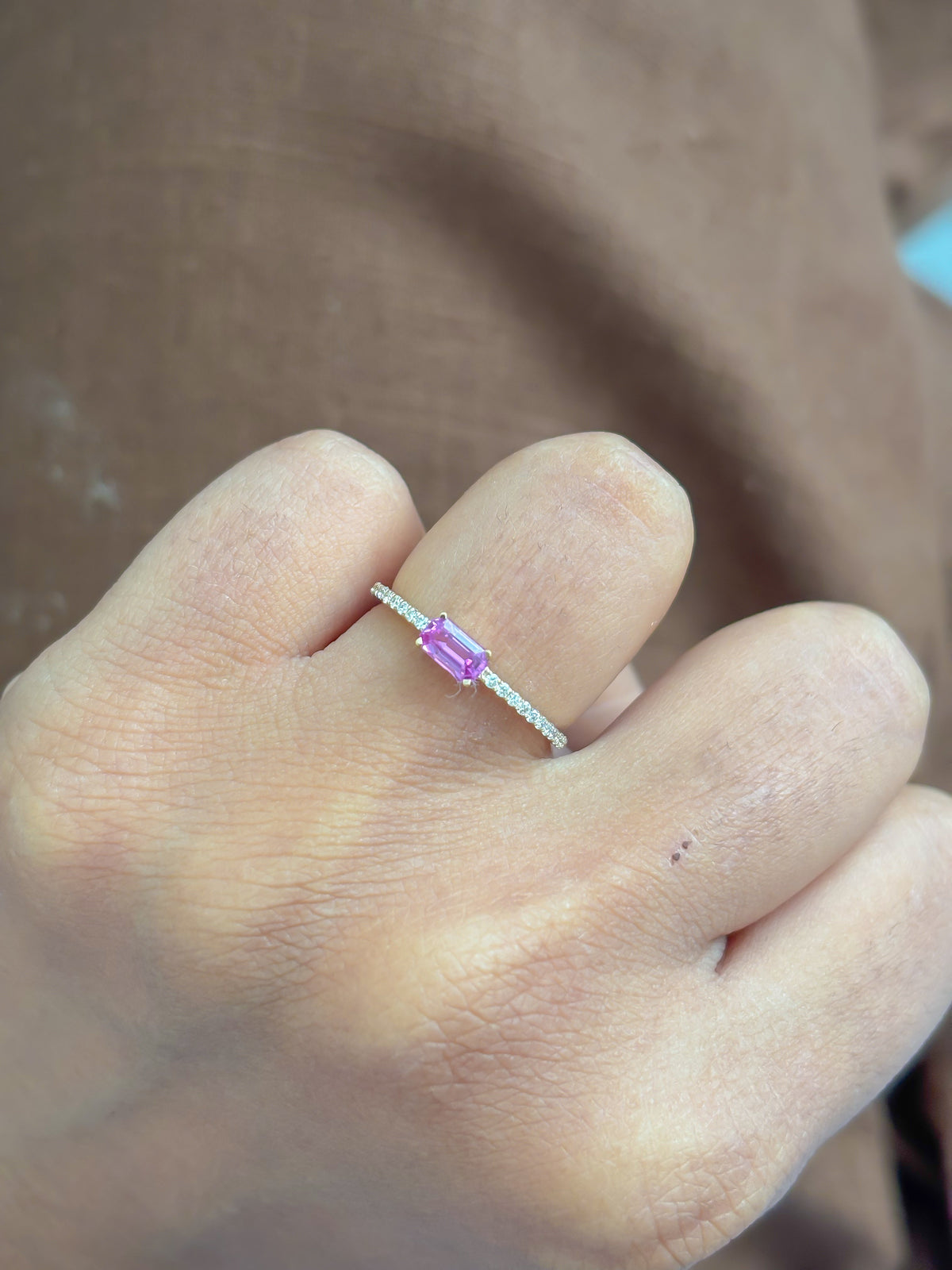 Pink Sapphire Diamond Ring