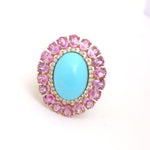 Turquoise Pink Sapphire Diamond Ring