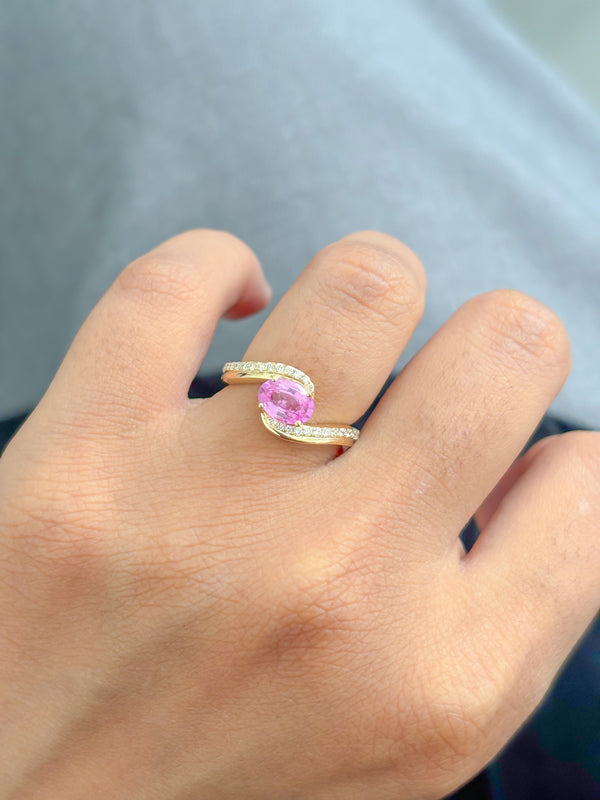 Pink Sapphire Diamond Ring