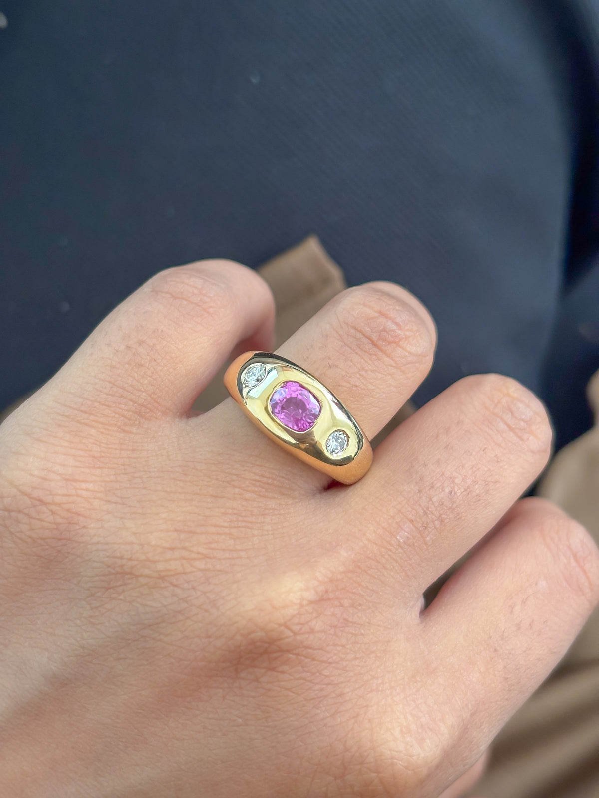 Pink Sapphire Diamond Ring
