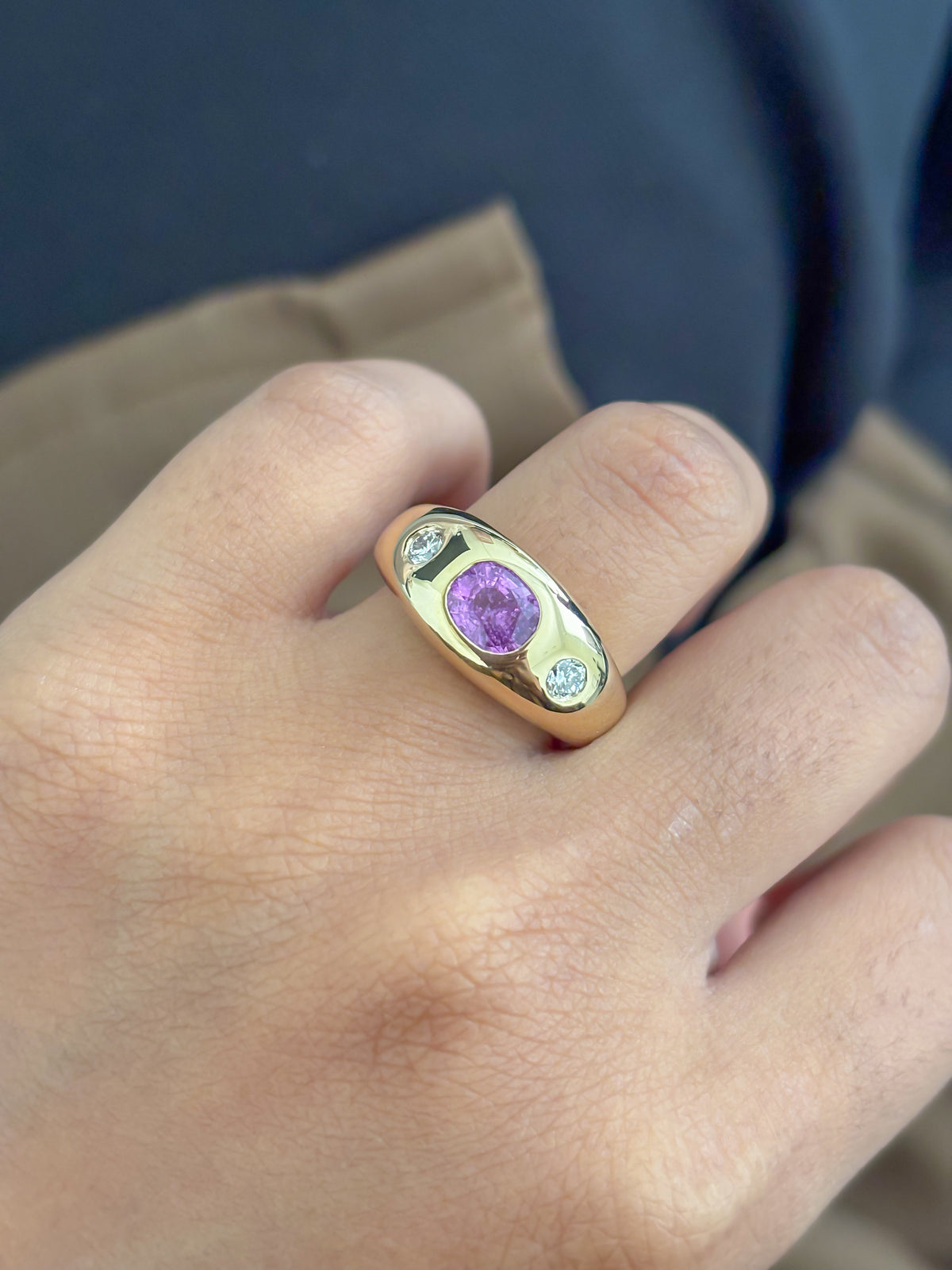 Pink Sapphire Diamond Ring