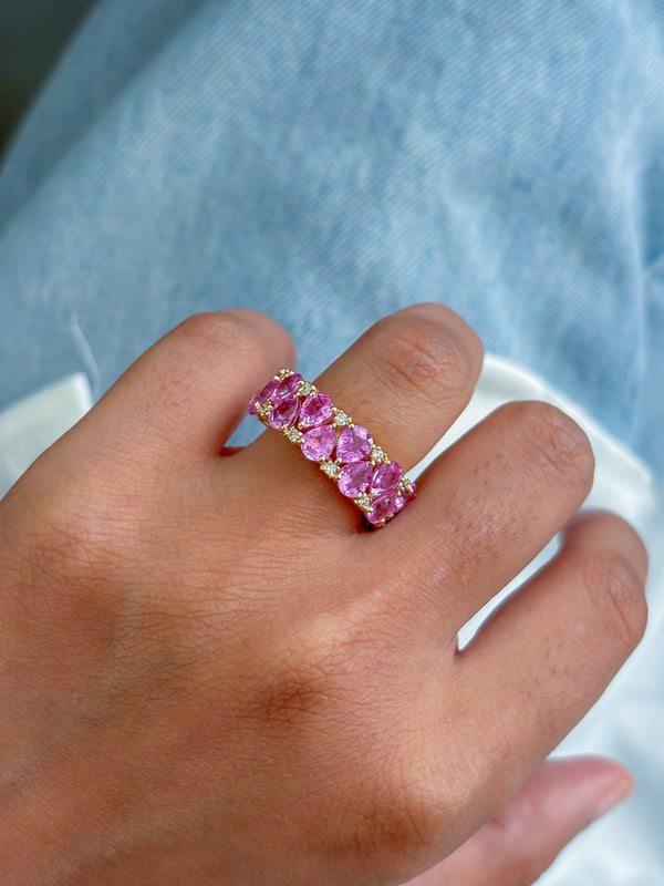 Pink Sapphire Diamond Ring